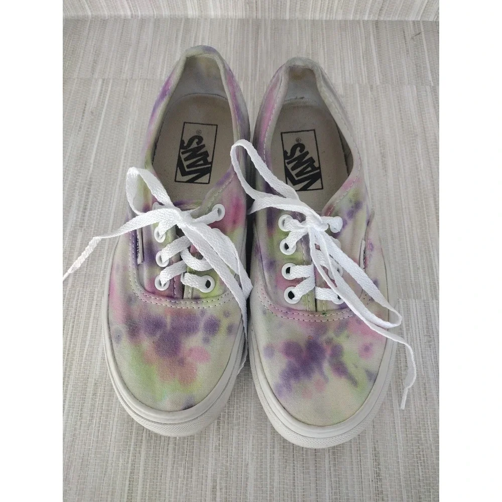 VANS Sneakers Kids Girl 5.5  Boys 4 Doheny Tie Dye Blue Shoes Pastel Canvas Lace